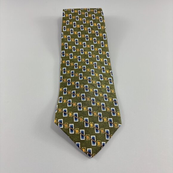 Cambridge Classic Green Geometric Men's Tie 4" x 59" - Picture 1 of 3
